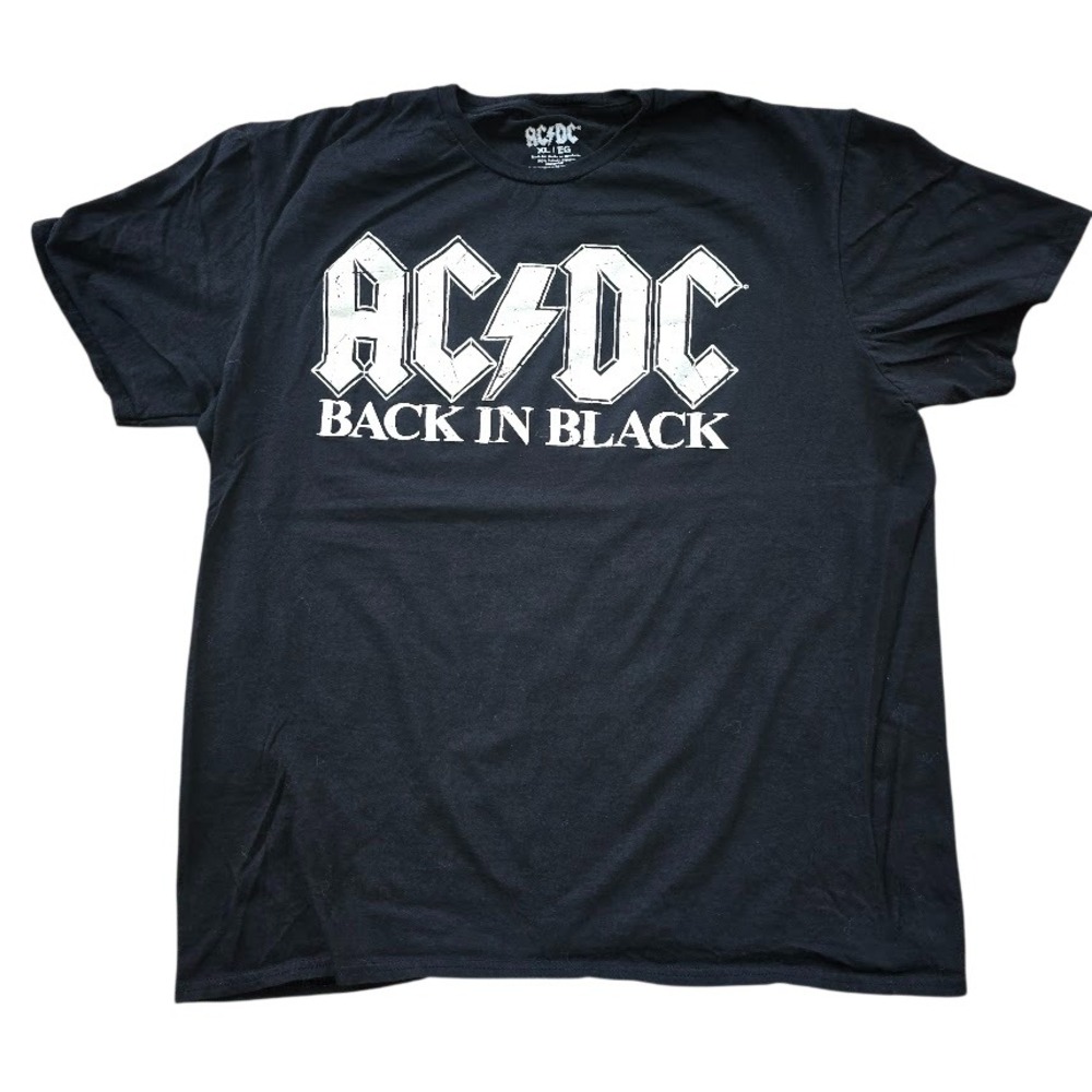 AC/DC Graphic‎ Tee Men XL Black Back in Black Rock Band Rocker Streetwear 80s